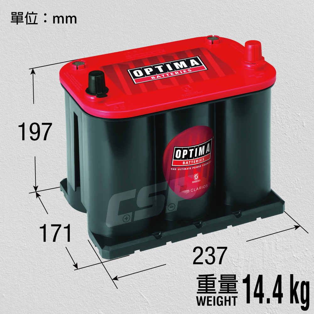 【OPTIMA】Optima car battery car battery red D23L 12V44Ah AGM start-stop battery pickup truck battery Mercedes-Benz off-road vehicle special 730CCA, , large