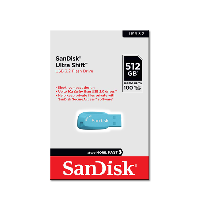 【SanDisk】CZ410 Ultra Shift 512G USB 3.2 天空藍 隨身碟 速度 100MB/s, , large