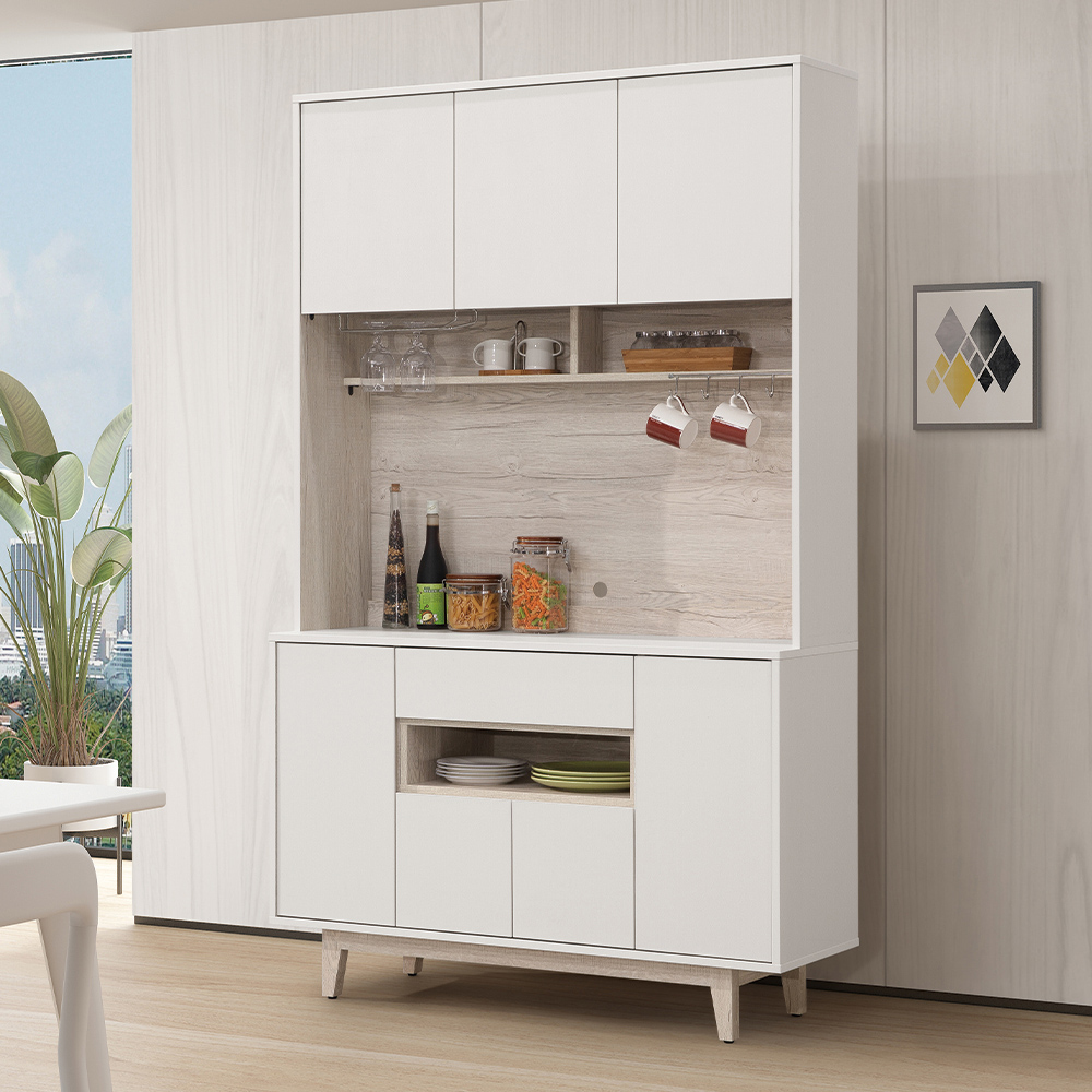 【唯熙傢俱】紀薇橡木雙色4尺餐櫥櫃, , large