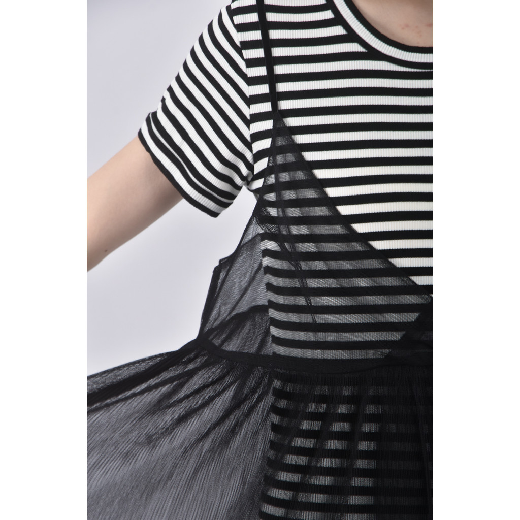 (S) moma質感紡紗格紋黑色洋裝二手衣, , large