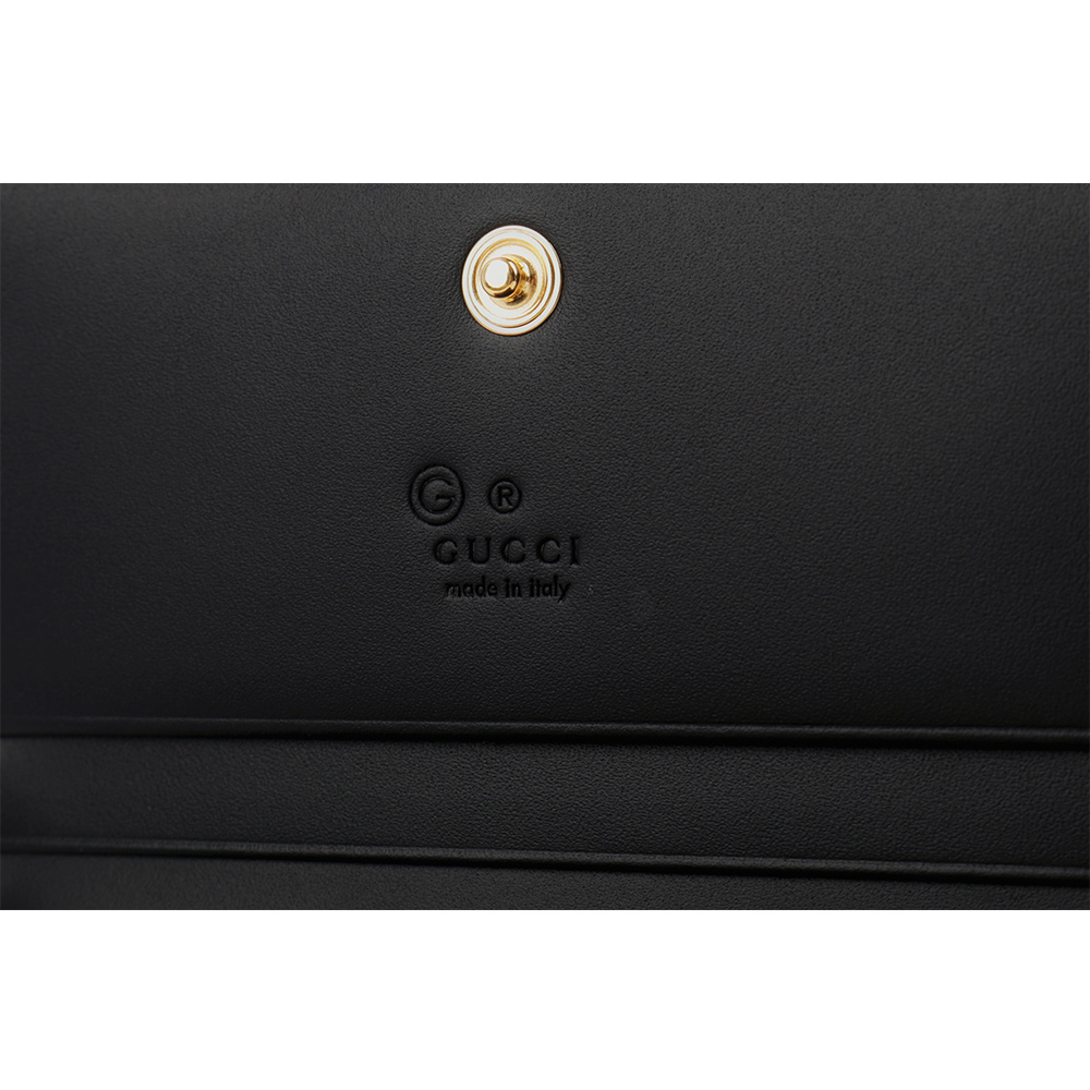 GUCCI GG Logo 大標誌壓印牛皮二折卡片小短夾/黑色, , large