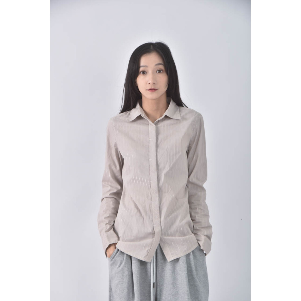 (S) net棉質條紋棕色長袖上衣二手衣, , large