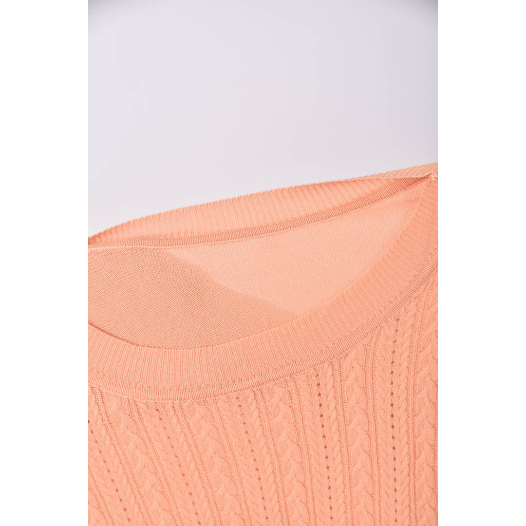 (S) 圓領橘色短袖上衣二手衣, , large