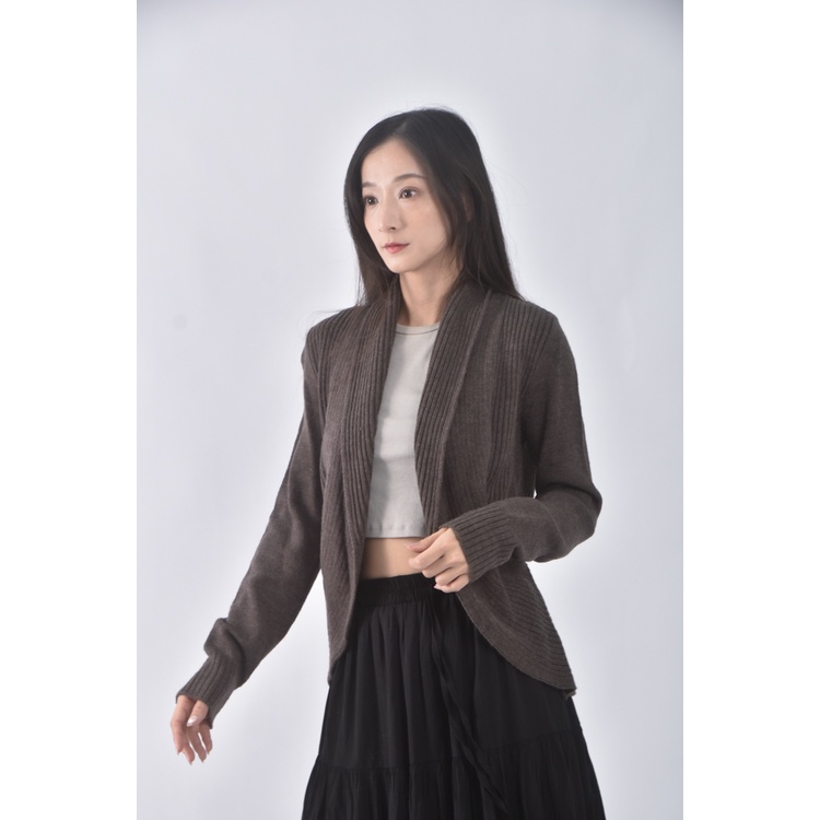 (S) h m質感針織棕色罩衫二手衣, , large