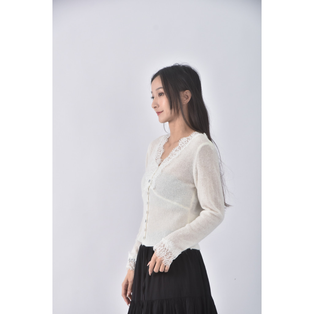 (S) hello蕾絲白色長袖上衣二手衣, , large