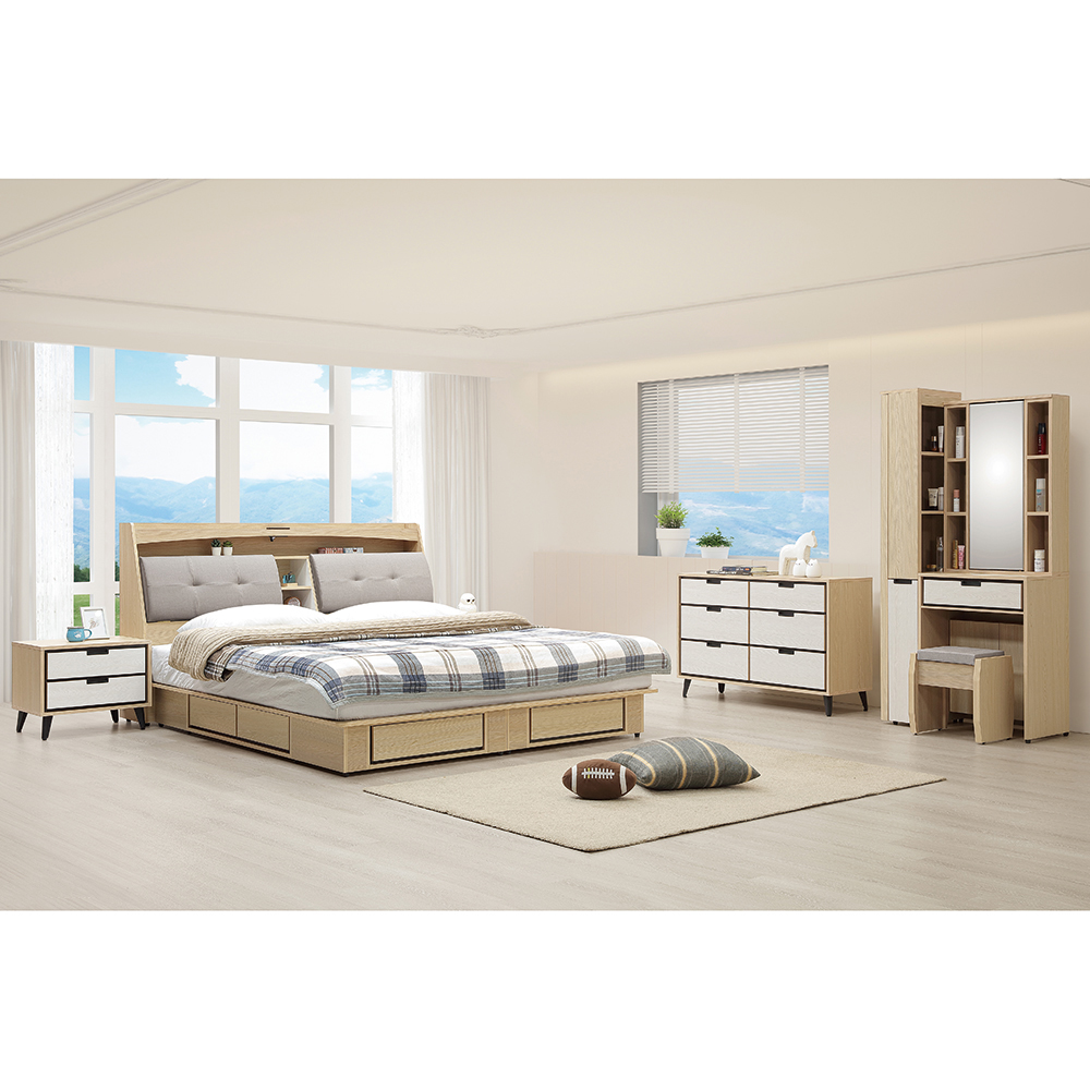 【唯熙傢俱】雷莎原木色5尺抽屜床底, , large