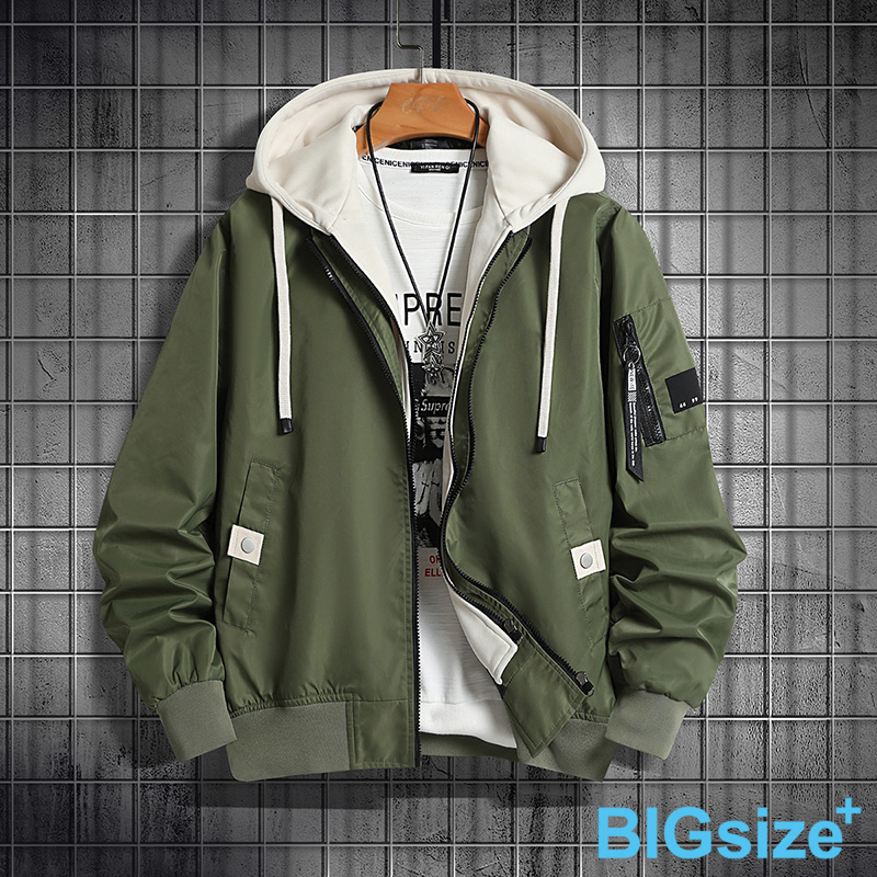 男款 假兩件工裝外套-黑/軍綠-0206031, , large