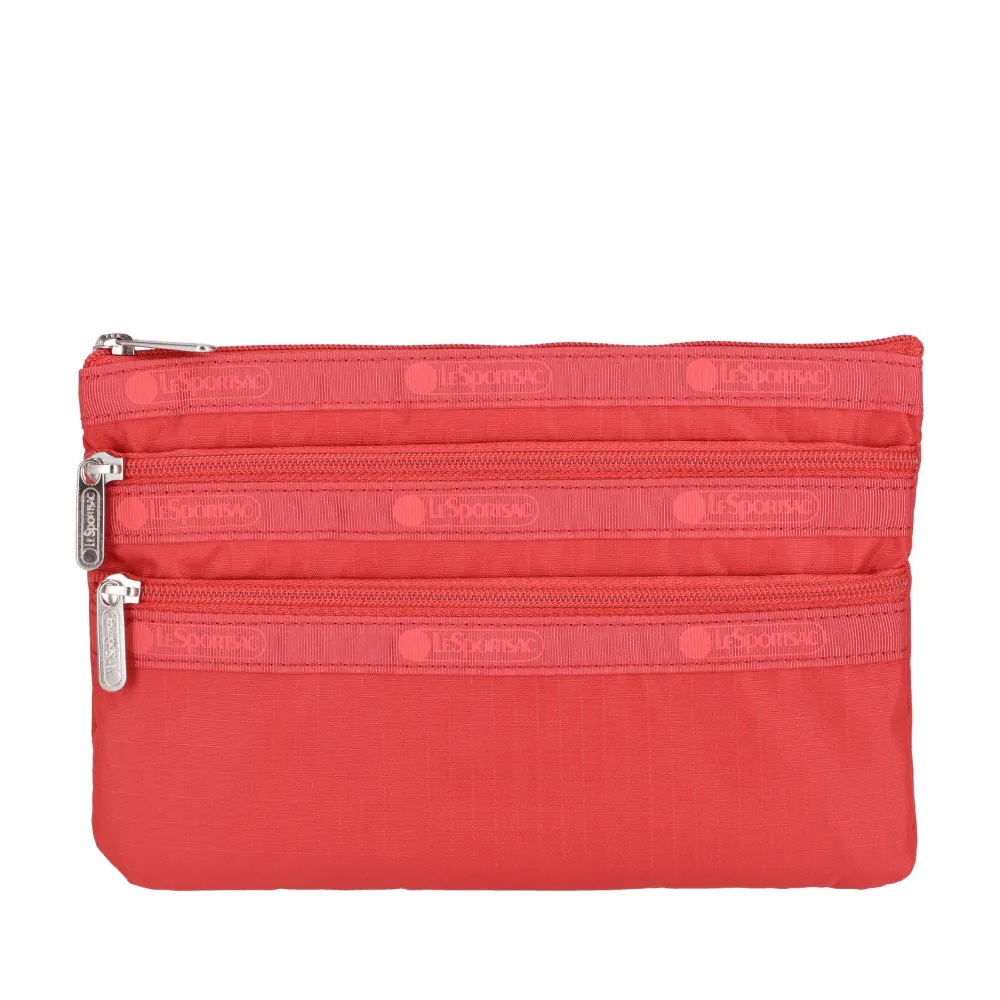 |快速出貨|Lesportsac 3-Zip Cosmetic 三層拉鍊收納化妝包/ 玫瑰紅, , large