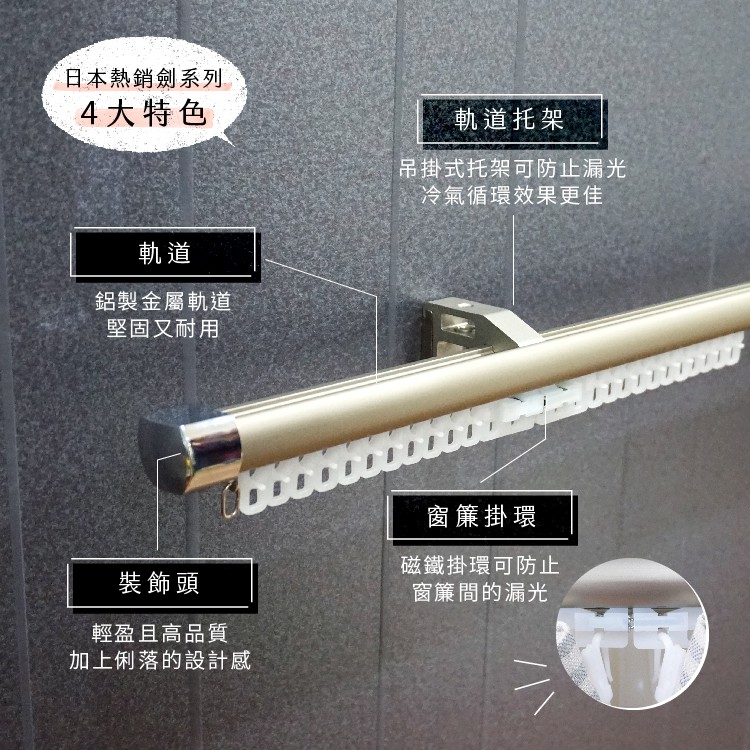 Ken Series Single Curtain Rod with Standard End Cap | Aluminum Extendable Track | Smooth Glide | DIY Friendly , , large