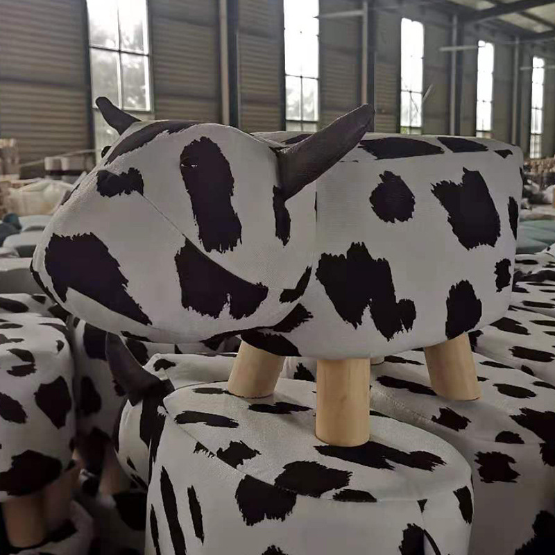 創意動物造型實木兒童小矮凳小奶牛, , large