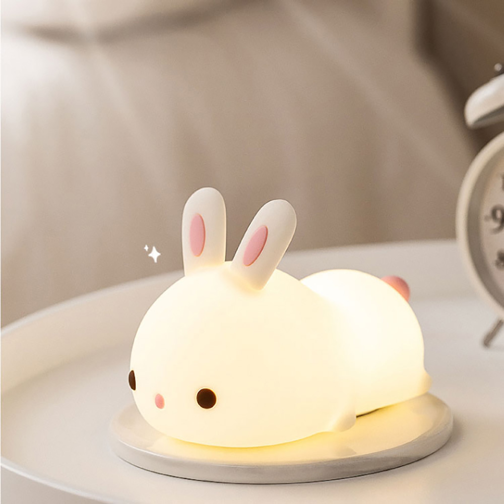 趴趴兔夜燈 【多規格可選】遙控款拍拍兔夜燈 升級款 七彩功能 拍拍操作 電量顯示 遙控器操作 兔子夜燈 禮物 生日禮物 交換, , large