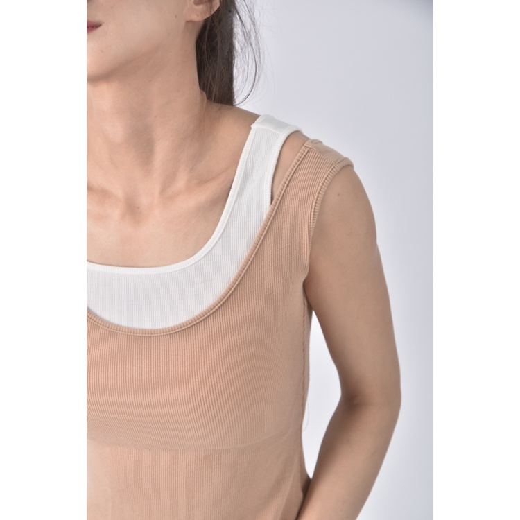 (S) 【安于晴Charlene私服】yuyu質感假兩件棕色上衣二手衣, , large