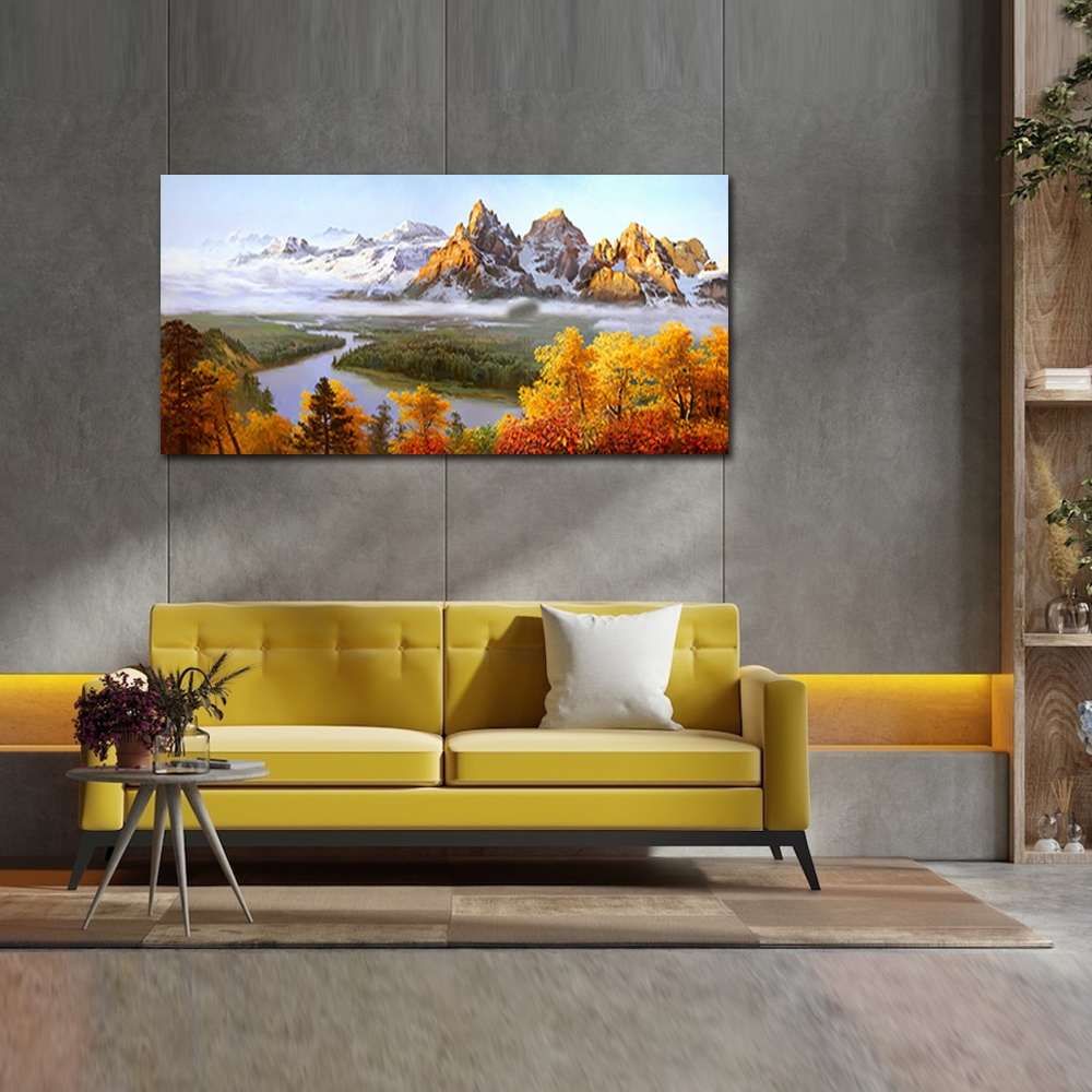 【御畫房】金山銀山 國家一級畫師手繪油畫60×120cm(VF-62)