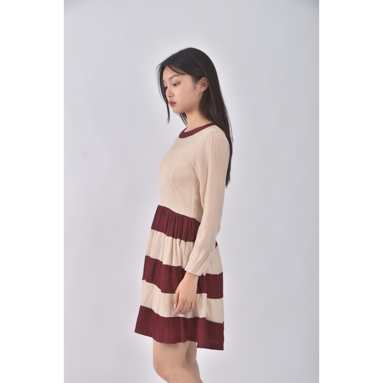 (S) v m luxury fashion棉質撞色杏色洋裝二手衣, , large