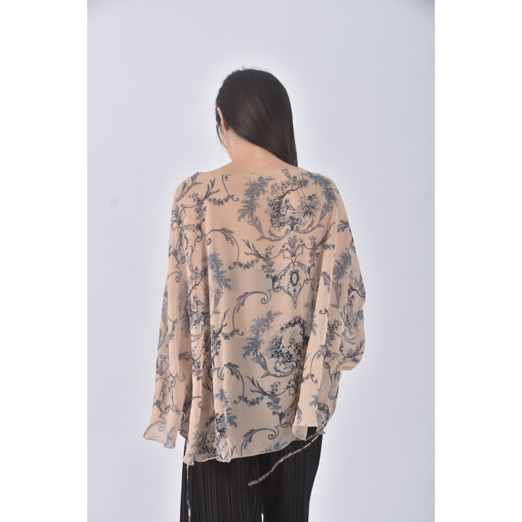 (XL) 紡紗花紋棕色長袖上衣二手衣, , large