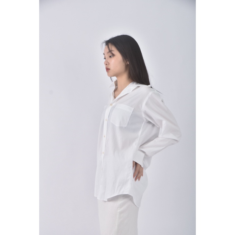 (L) uniqlo排扣白色襯衫上衣二手衣, , large