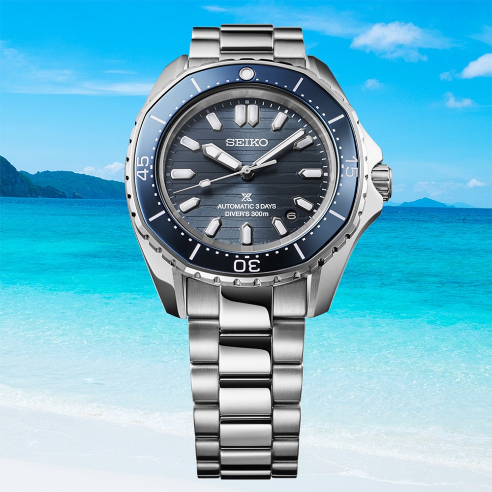 SEIKO 精工 Prospex 正午藍 三日鍊 海岸線波紋機械錶 多邊形300米潛水錶 SPB483J1, , large