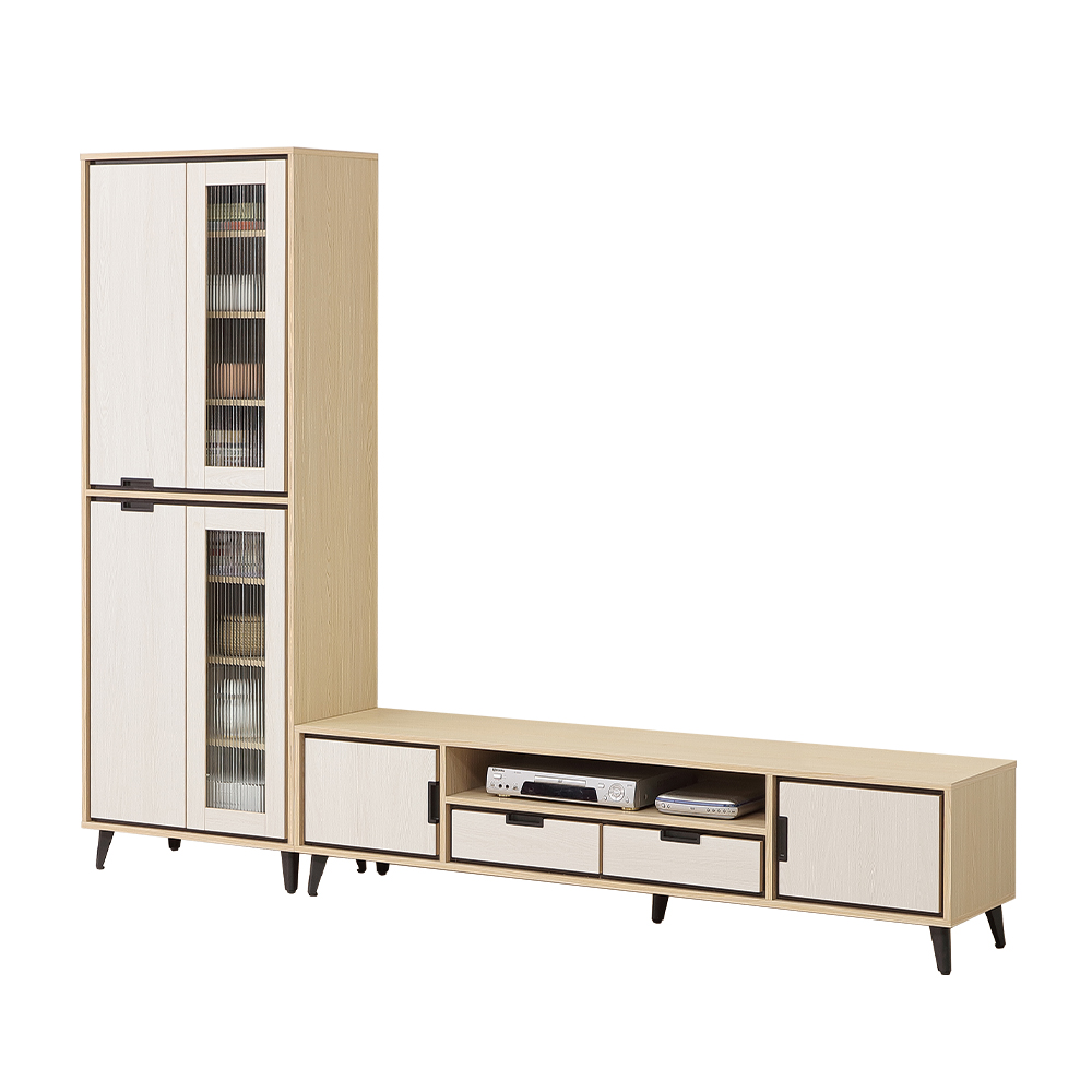 【唯熙傢俱】雷莎原木雙色8.3尺L型電視櫃, , large