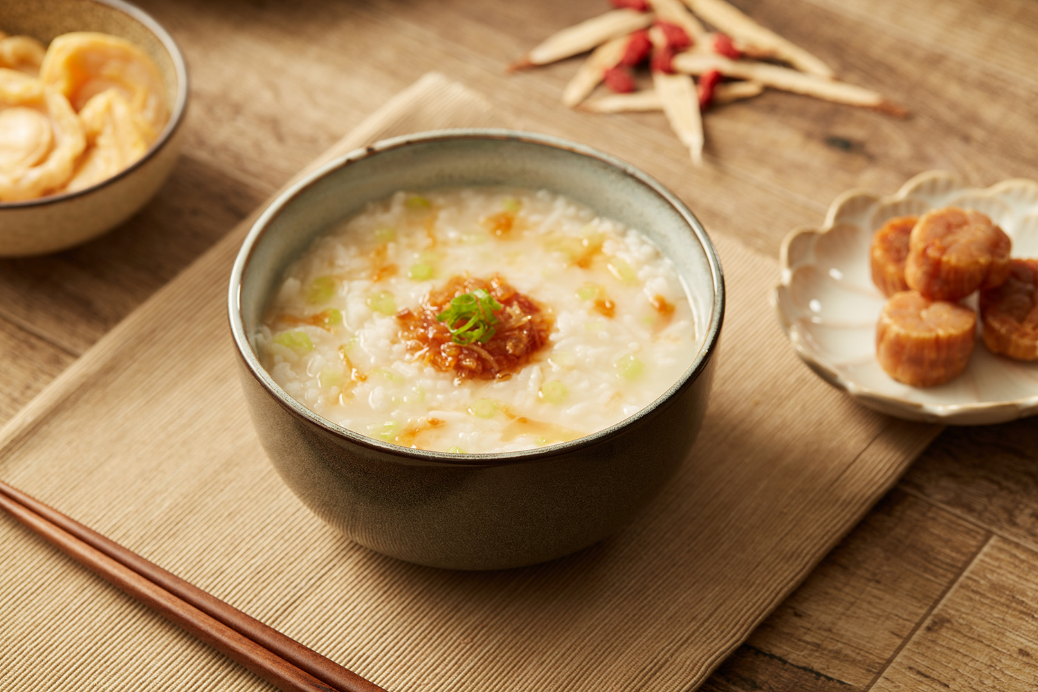 Congee with Chicken Broth and Scallops, , large