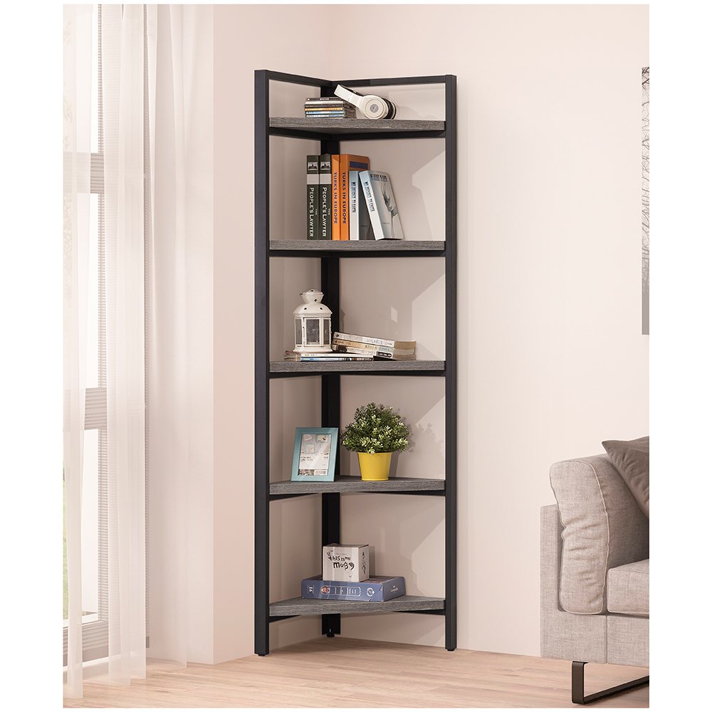 【唯熙傢俱】安迪工業風灰橡色書角架, , large