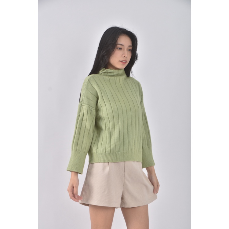 (F) 【依庭私服】質感坑紋綠色長袖上衣二手衣, , large