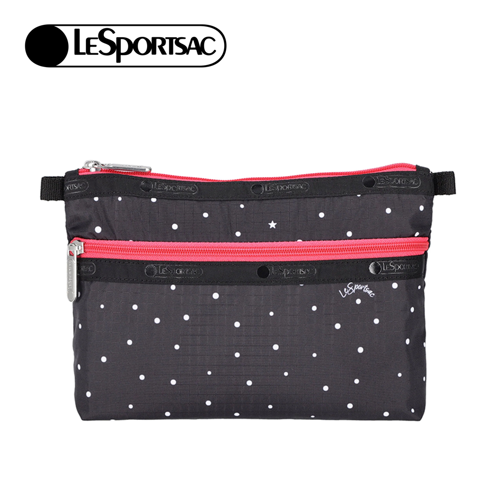Lesportsac Cosmetic Clutch 雙層拉鍊化妝包 收納袋 盥洗包 女包(俏皮圓點)