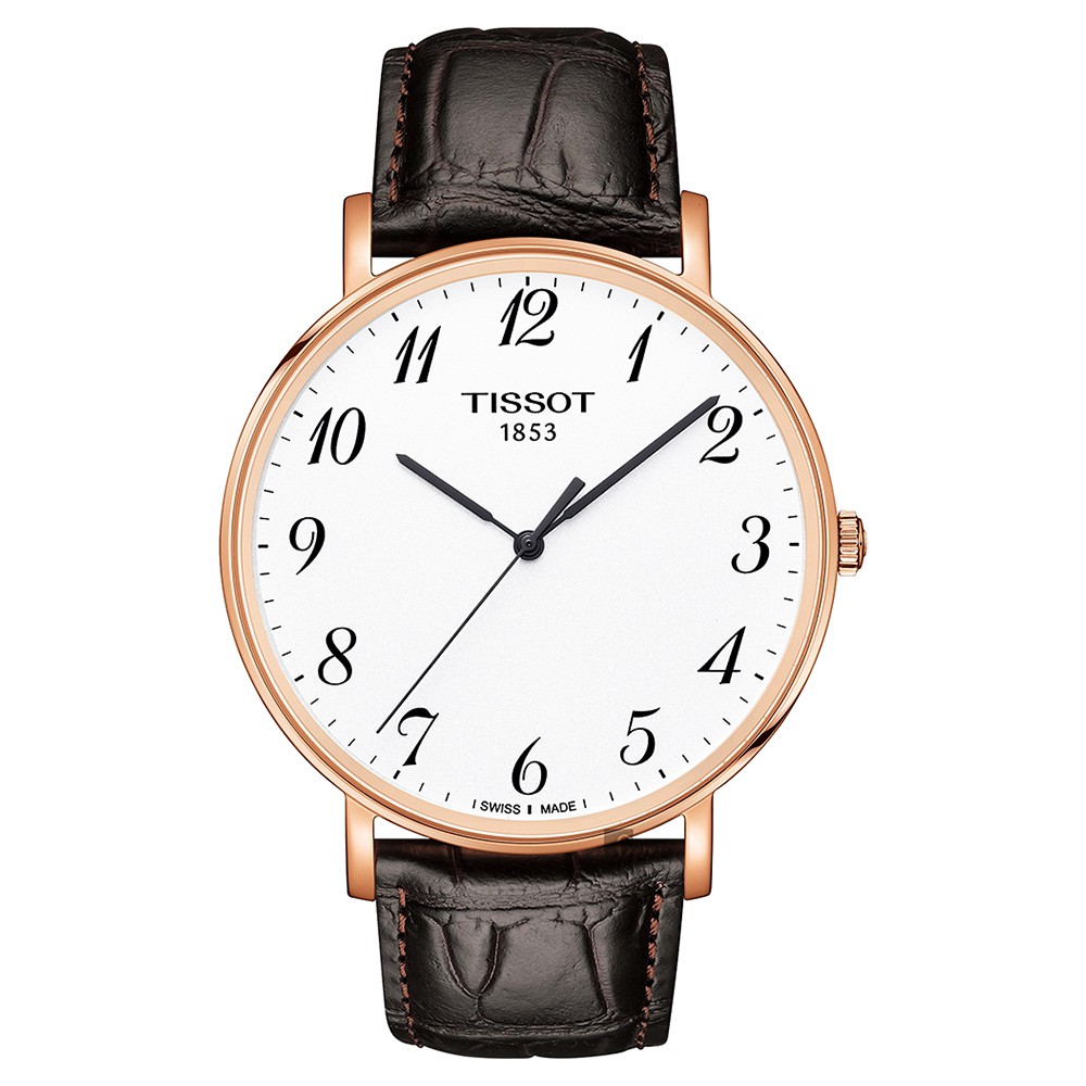 TISSOT 天梭 Everytime 經典雋永石英手錶-銀x玫塊金框/42mm  T1096103603200, , large