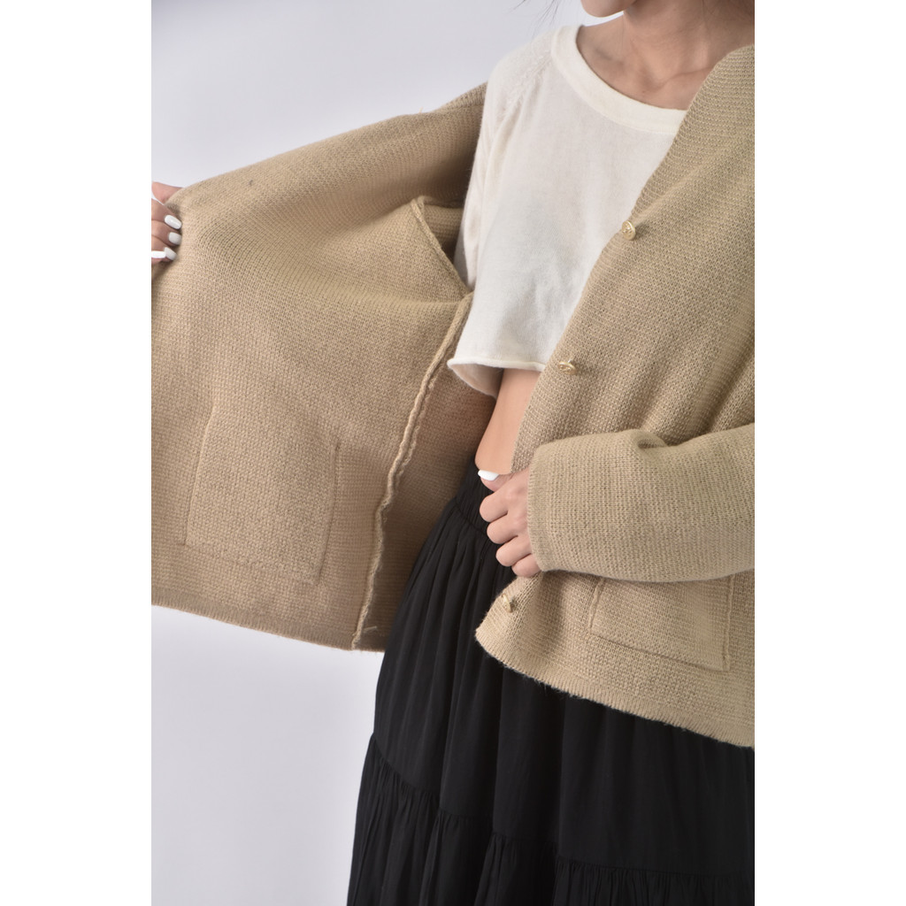 (L) money packing韓牌西裝素面杏色外套二手衣, , large