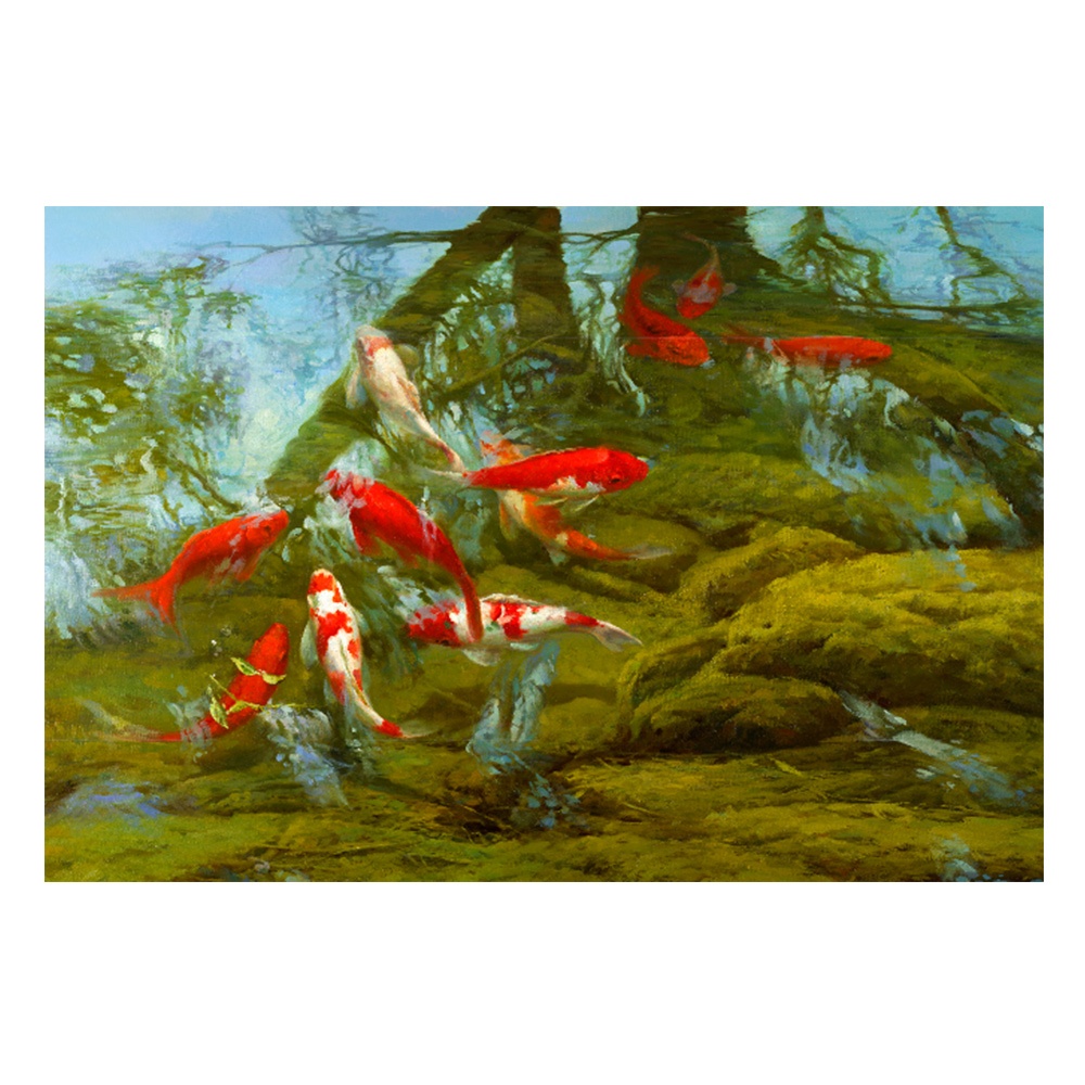 【御畫房】富貴有魚 國家一級畫師手繪油畫60×90cm(VF-84), , large
