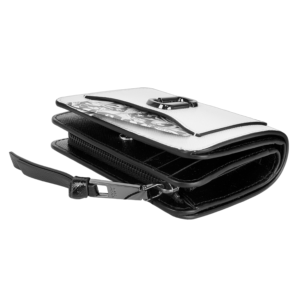 MARC  JACOBS The Snapshot 防刮皮革暗釦二折撞色短夾(白色/黑色), , large