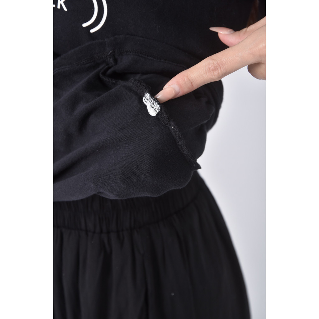 (S) agua design文字黑色長袖上衣二手衣, , large