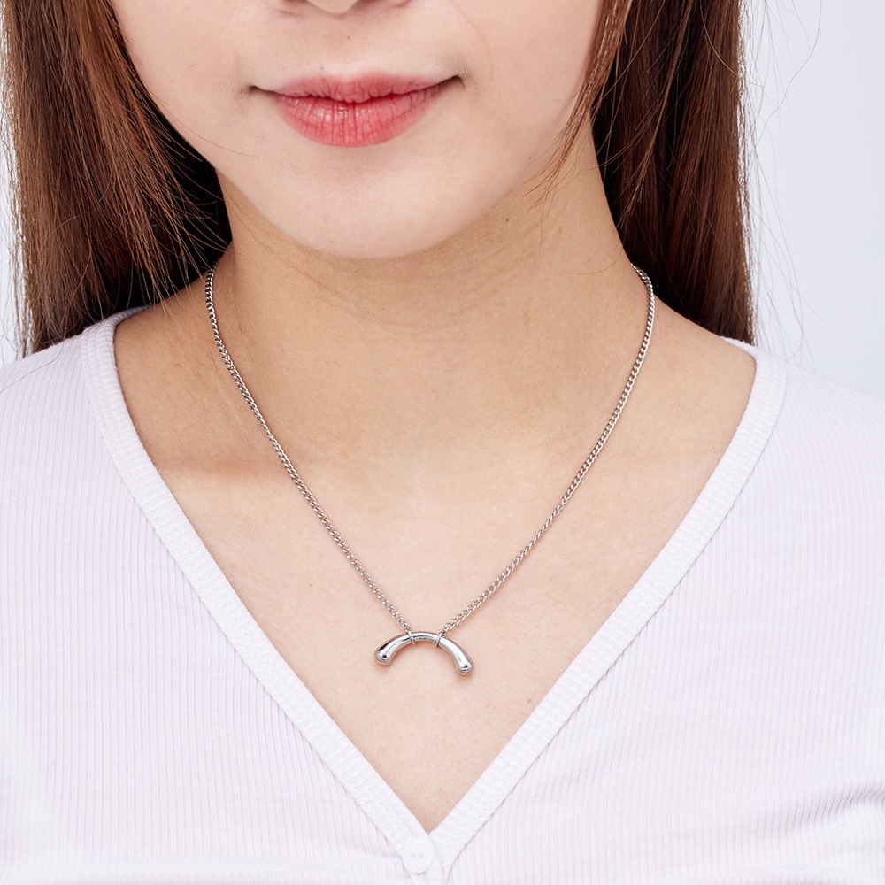 ULOO Glimmer 流光弧形吊墜項鍊-銀色 UN4002720, , large