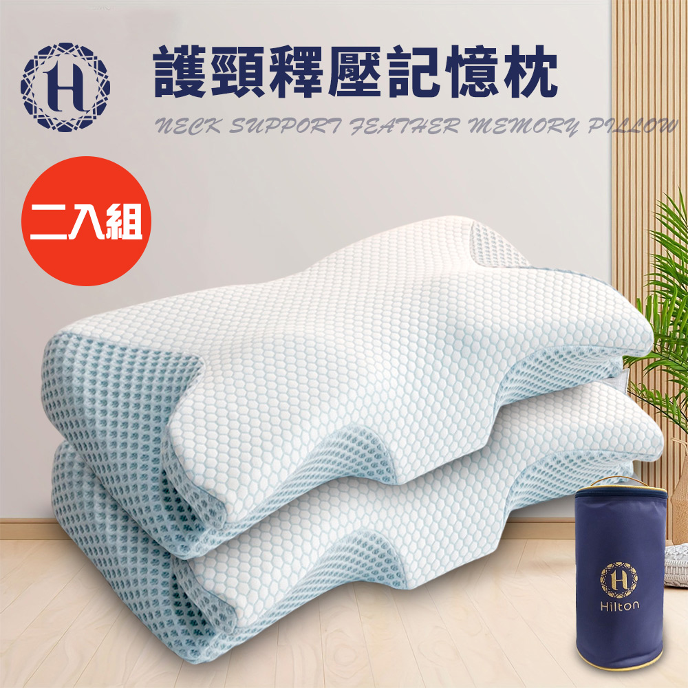 二入組【Hilton 希爾頓】8D慢回彈止鼾沉睡記憶枕(枕頭/護頸枕/記憶枕)(B0402-NL), , large