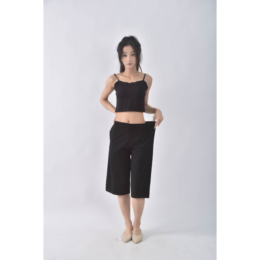(2XL) comeover高腰寬版黑色短褲二手衣, , large