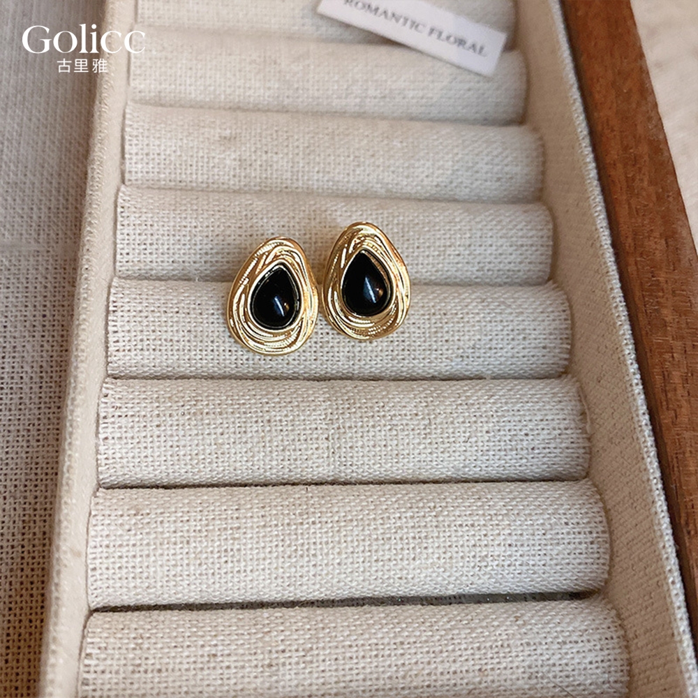 【Gulicc】古莉可 耳環  中古黑金色系輕奢耳環, , large
