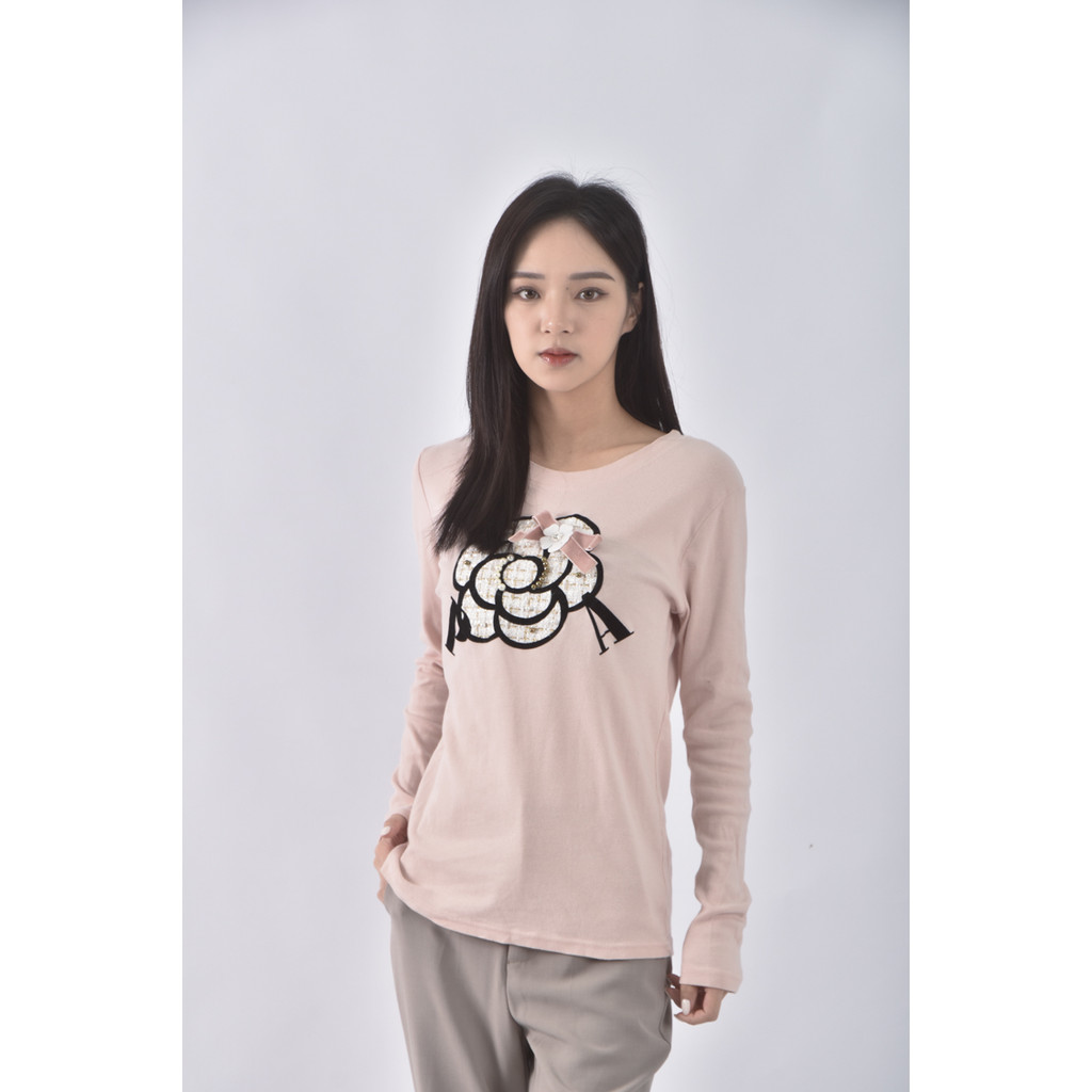 (S) ind pink大花粉色長袖上衣二手衣, , large