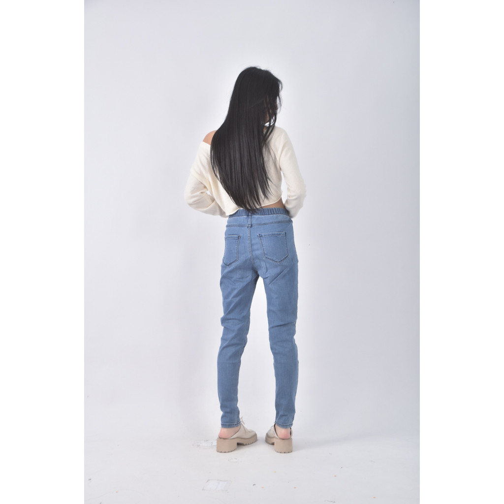 (XL) net丹寧牛仔棉質緊身藍色長褲二手衣, , large