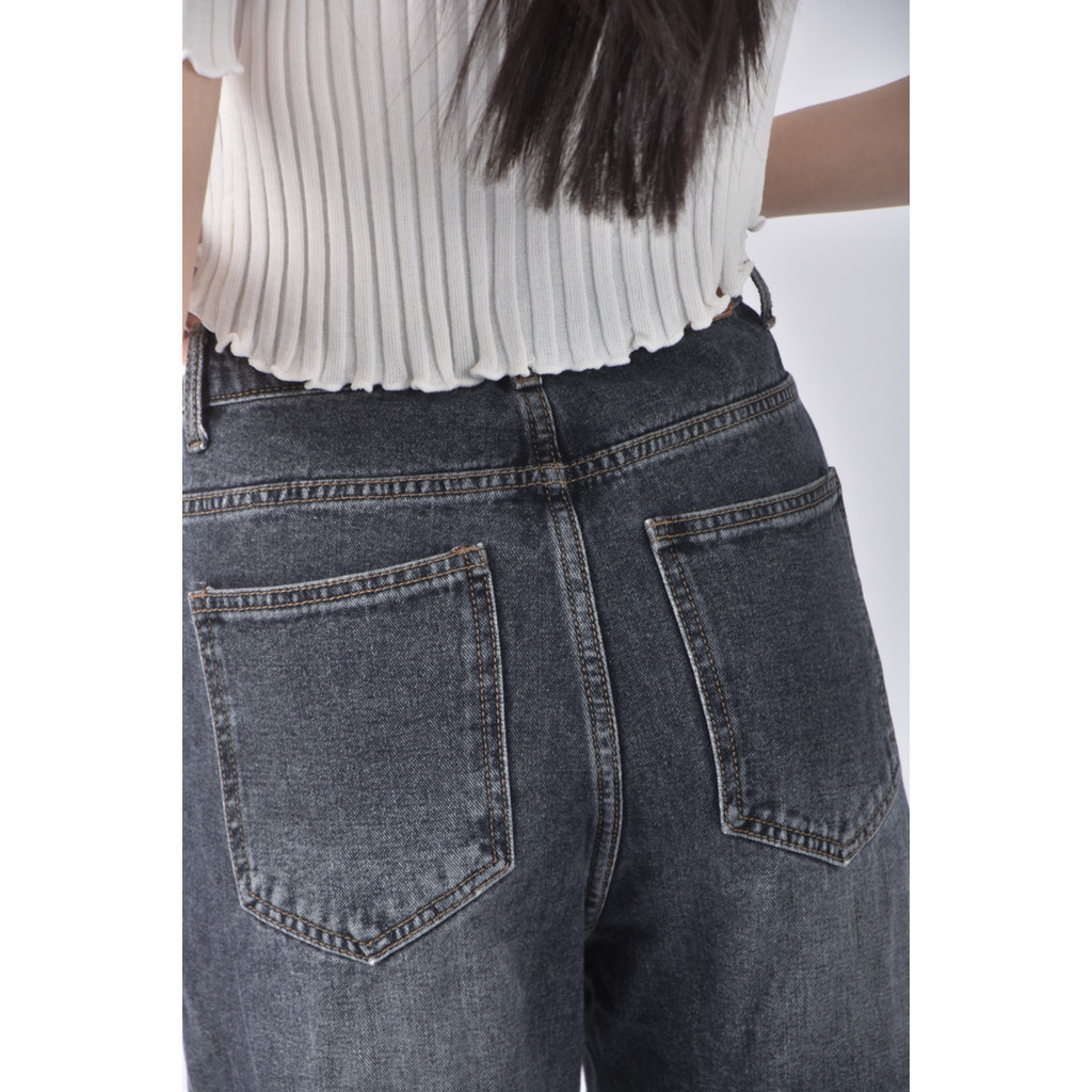 (S) 【里唯私服】jfu高腰質感直筒黑色長褲二手衣, , large