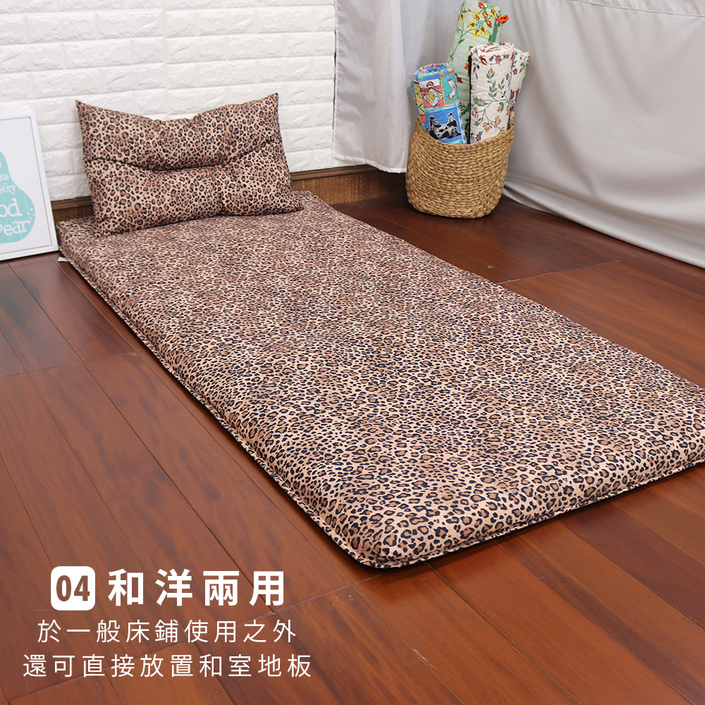 [台客嚴選] 豹紋竹面單人透氣床墊附枕 台灣製 學生床墊 單人床墊, 豹紋, large