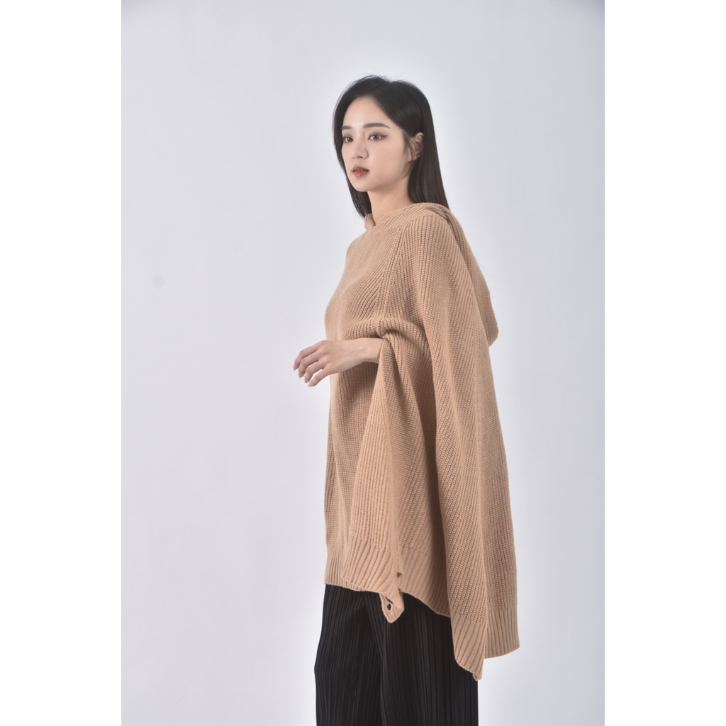 (L) 質感針織連帽棕色長袖上衣二手衣, , large