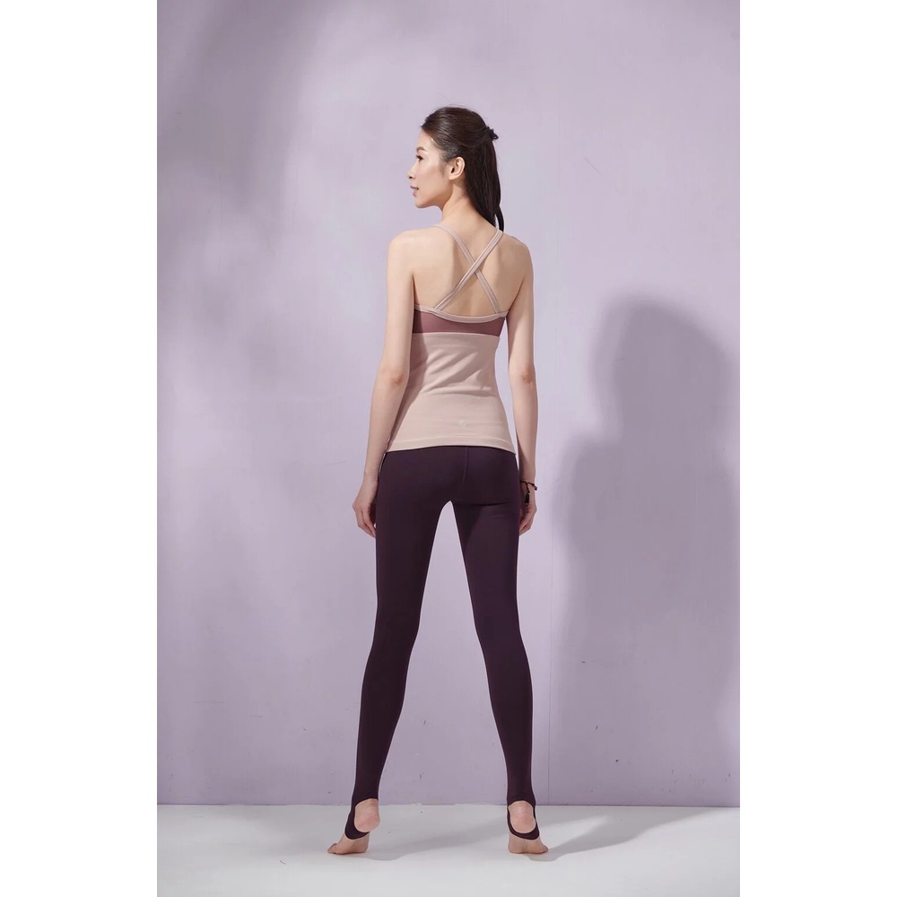 YOGA FLOW Venus Tank - 撞色網紗長版上衣 - 沙褐粉 Camel, , large