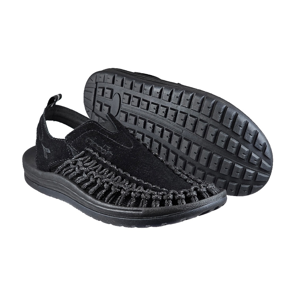 DIADORA迪亞多那 魷魚兩棲編織涼鞋 男鞋 時尚 簡約 素色 水陸兩用 反光 吸震 輕量 耐磨 耐用 止滑 黑 灰, 黑,28, large