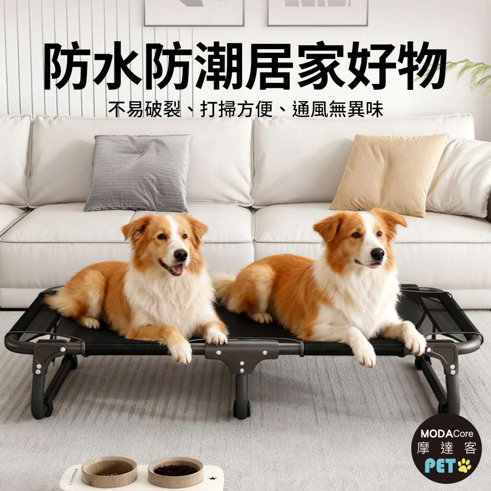 摩達客寵物-免安裝超輕量透氣摺疊寵物行軍床-S號 外銷歐美加厚款飛行床寵物床_不鏽鋼支架, , large