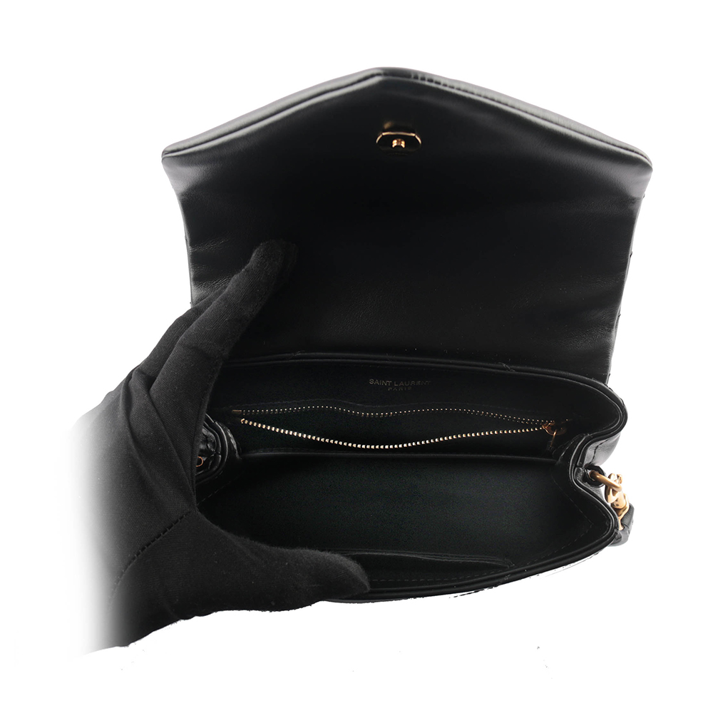 YSL Monogram Lou Lou V紋小牛皮斜背包/MINI/黑色, , large