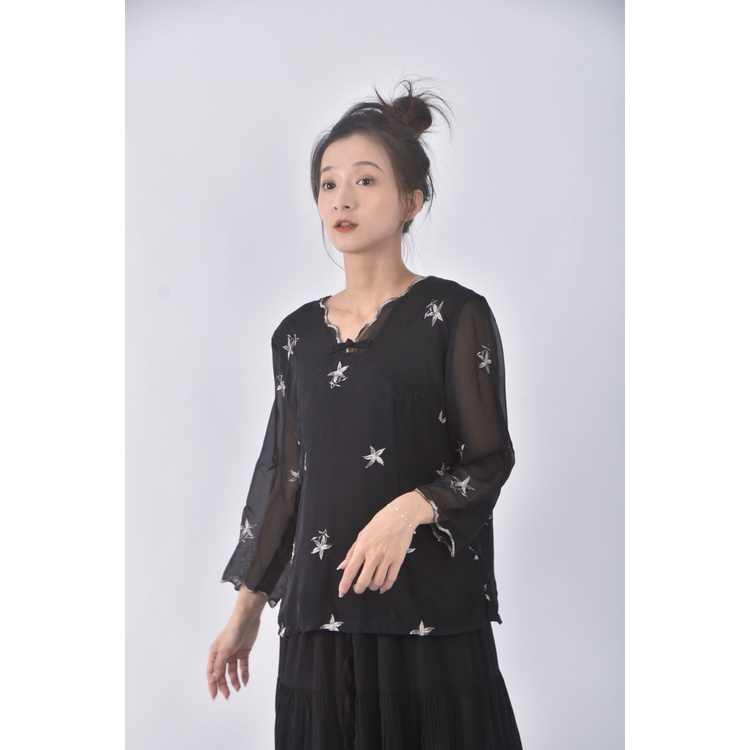 (S) lan ling黑色長袖上衣二手衣, , large