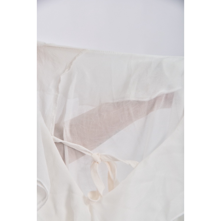 (L) 質感荷葉邊白色罩衫二手衣, , large