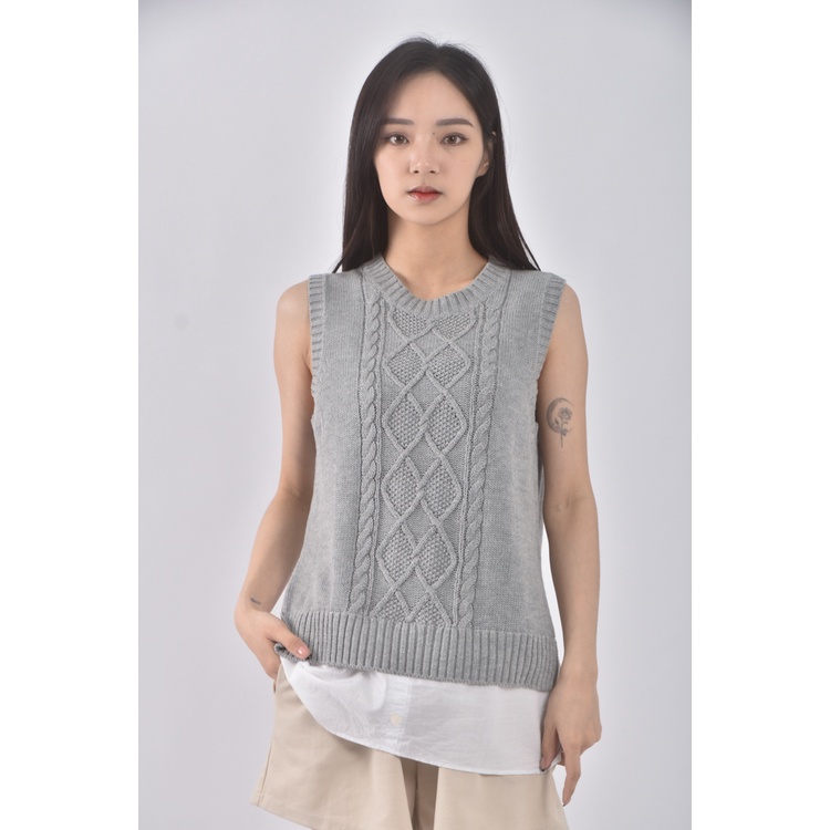 (S) mayson grey質感棉質無袖假兩件灰色上衣二手衣, , large