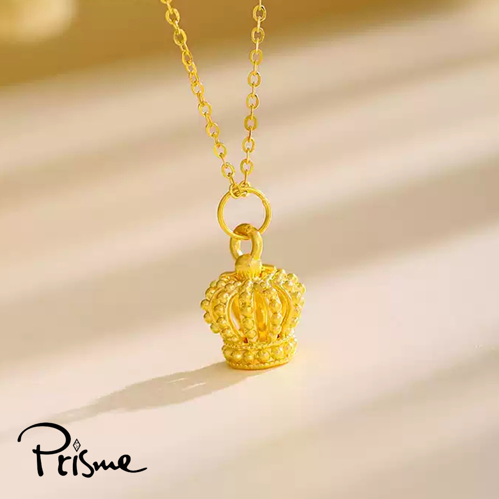 【Prisme Gold】黃金項鍊 立體皇冠 鍊墜項鍊 (金重：約0.08錢±0.03), , large