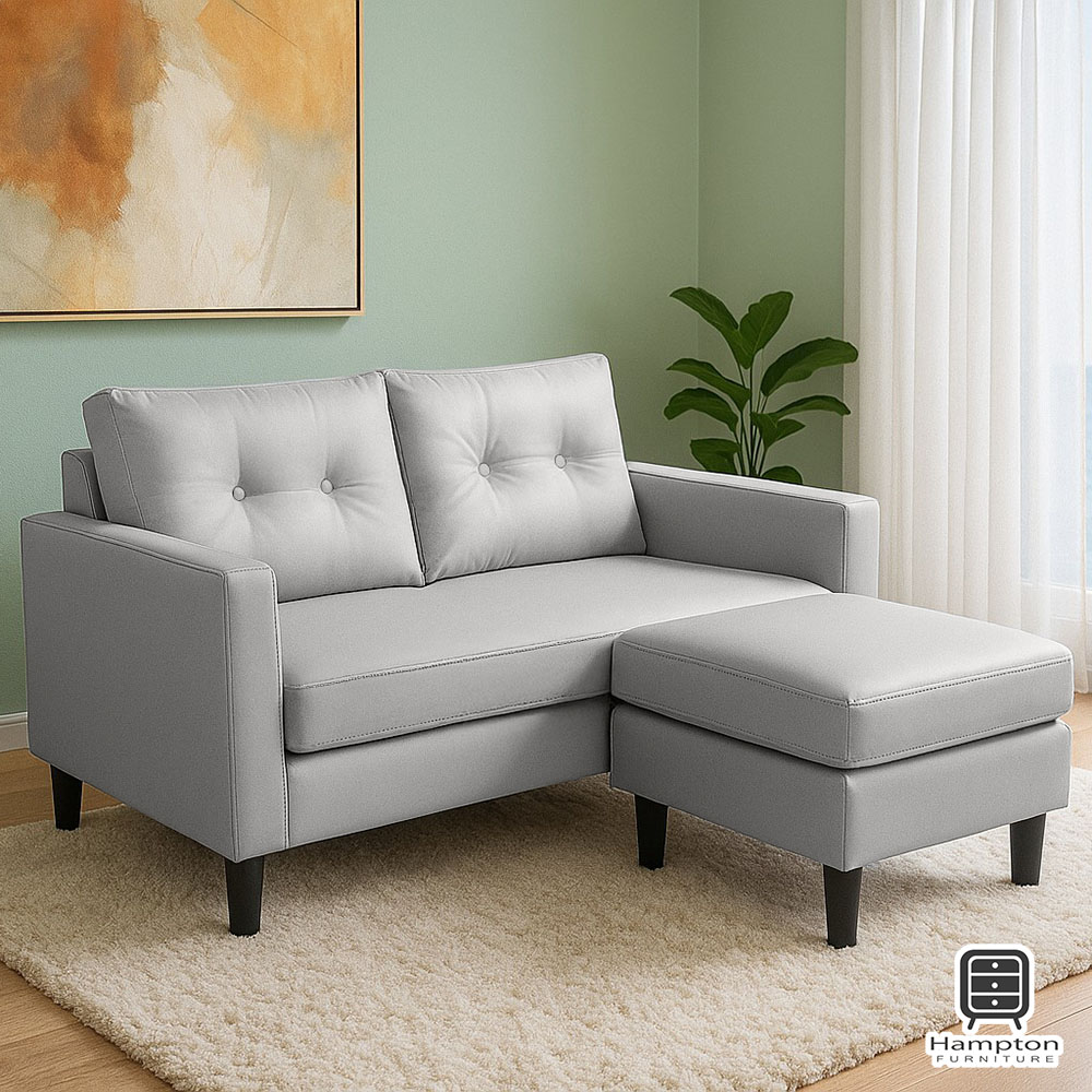 【Hampton 漢汀堡】安得烈皮面雙人轉角L型沙發-石墨灰, , large
