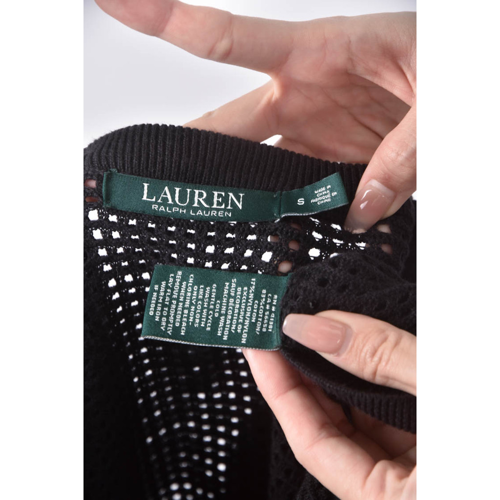 (L) ralph lauren棉質圓領黑色長袖上衣二手衣, , large